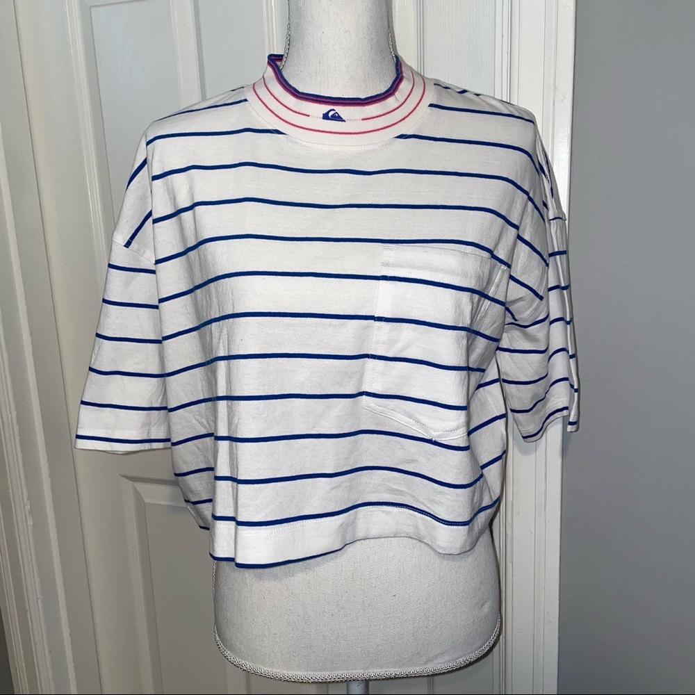 NWOT Quicksilver Stripe Crop Tee